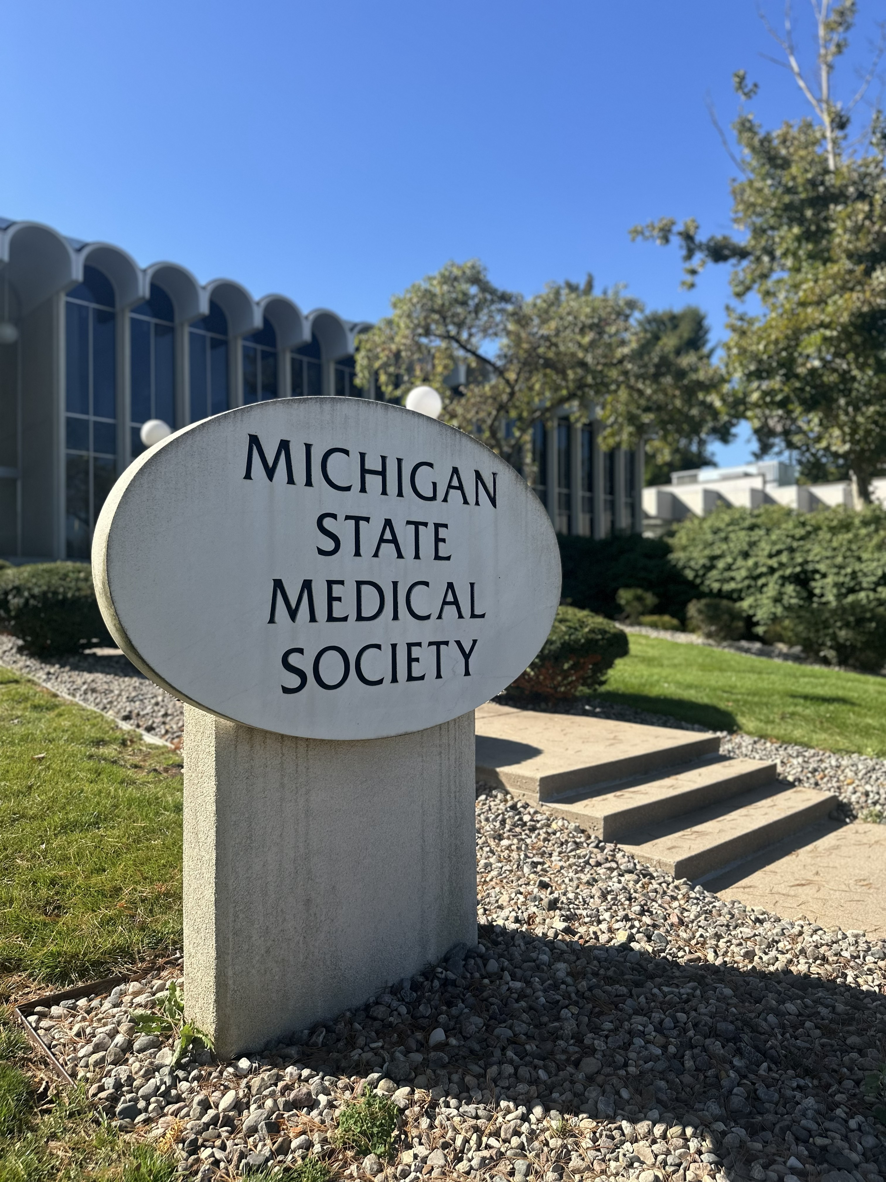 michigan state medical society sign out front of building