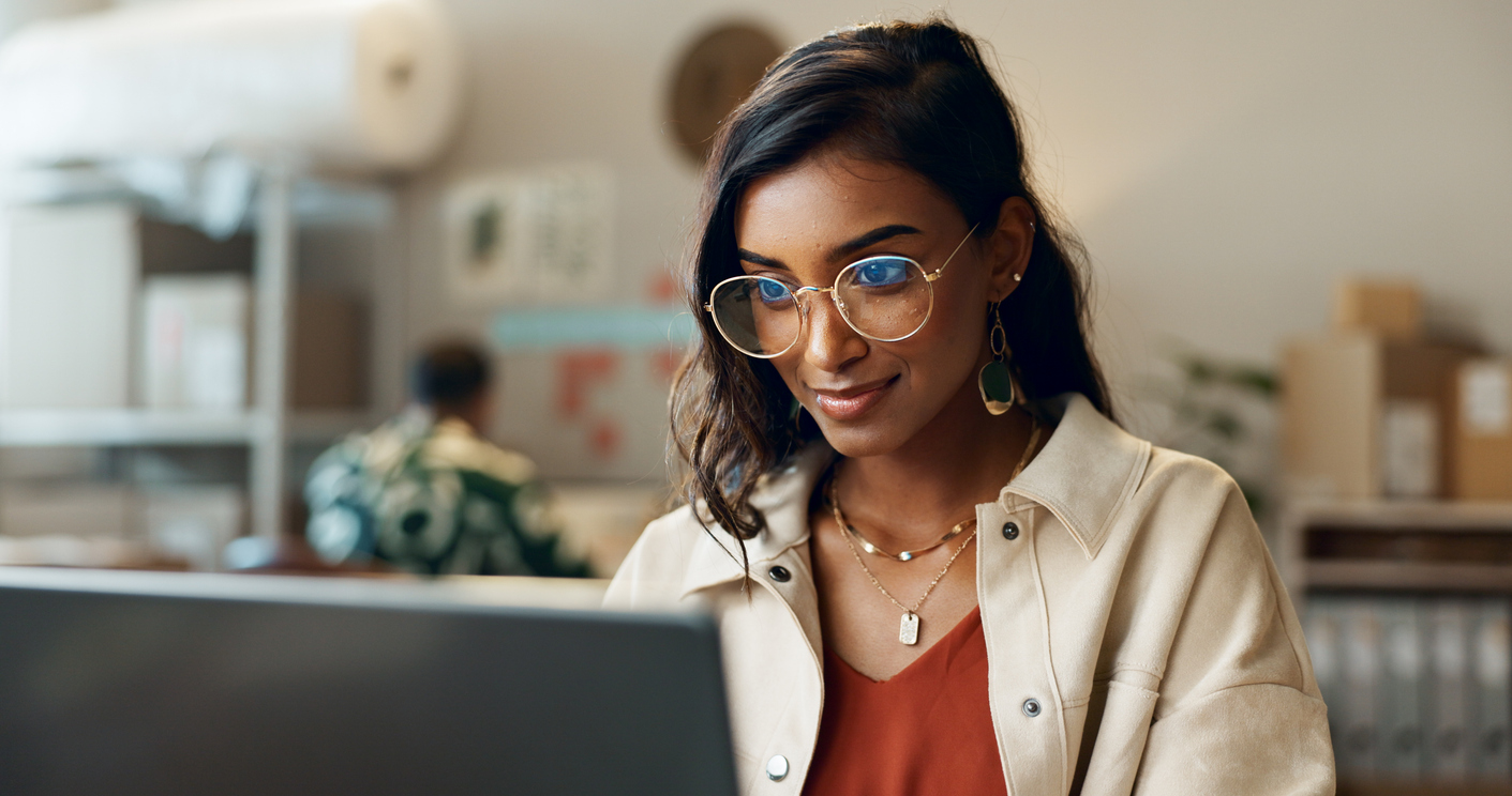 A woman working on a computer
