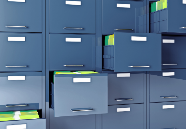 blue file cabinets